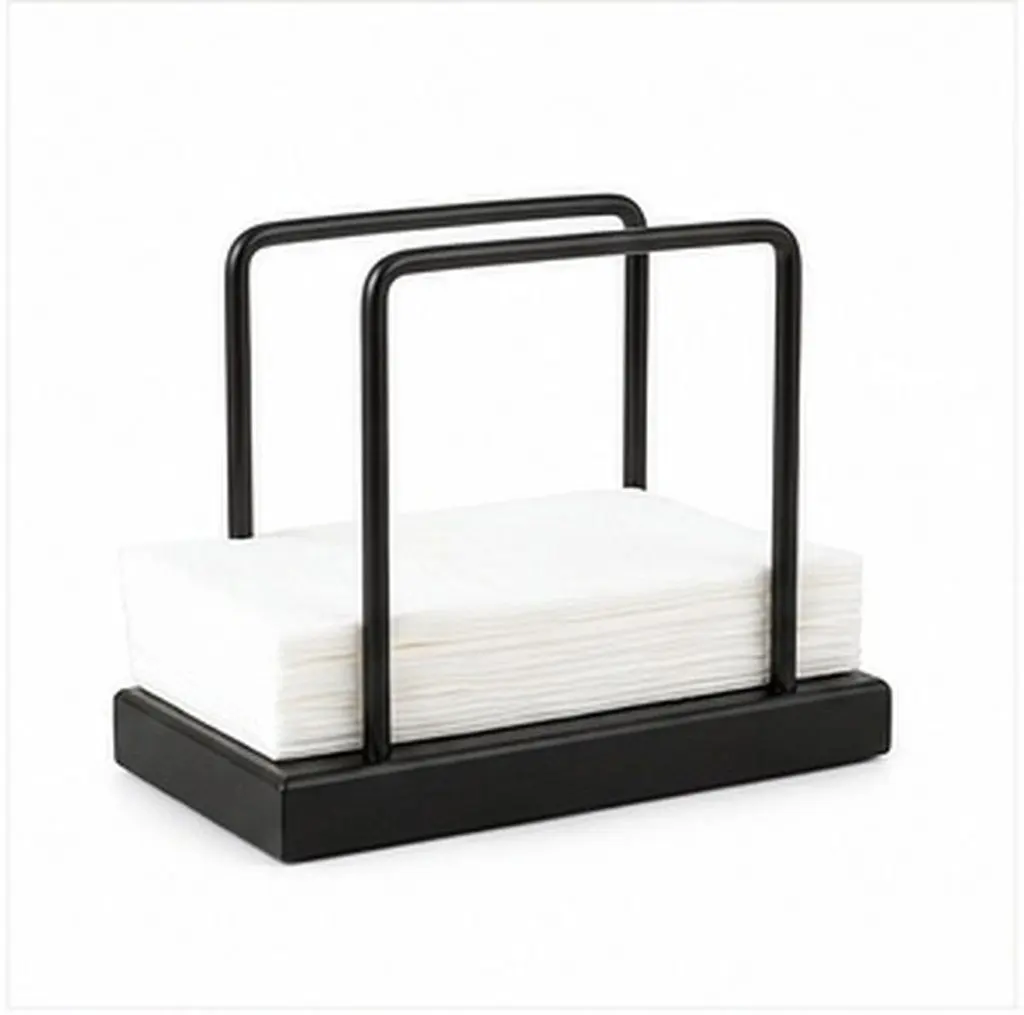 2Pcs Table Tissue Napkin Holder Sleek Wood Metal Base Stable Paper Towel Dispenser for Kitchen Dining Outdoor Use Modern Rustic