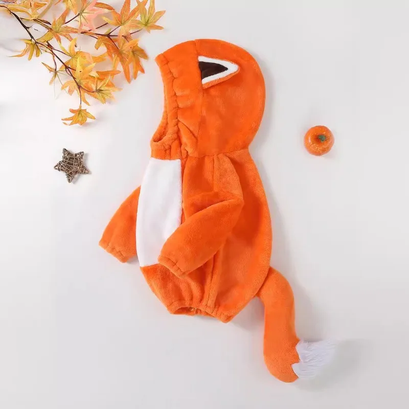 

Infant Baby Girl Clothes Cartoon Bodysuit Fox Costume Newborn Baby Flannel Warm Rompers Animal Cosplay Halloween Lovely Outfits