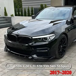 車のフロントバンパーリップスポイラー,BMW 5シリーズ,g30,g31,520i, 530i, 540i,m-sport,2017-2020,チューニング用の黒のディフューザーボディキット