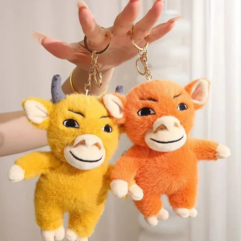Cute Orange Fluffy Cartoon Goat Plush Stuffed Soft Standing Animal Toy Cozy Hugging Sleep Pal Doll Room Decor