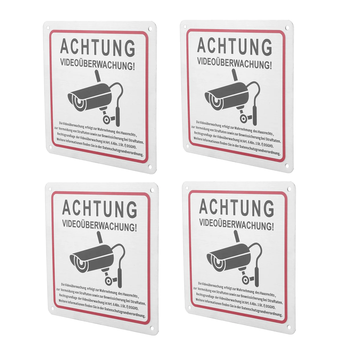 【مخزنة】علامة مراقبة فيديو، ملكية خاصة للمراقبة بالفيديو، علامة مراقبة فيديو تحذيرية معدنية مقاس 15 × 15 سم 4 عبوات
