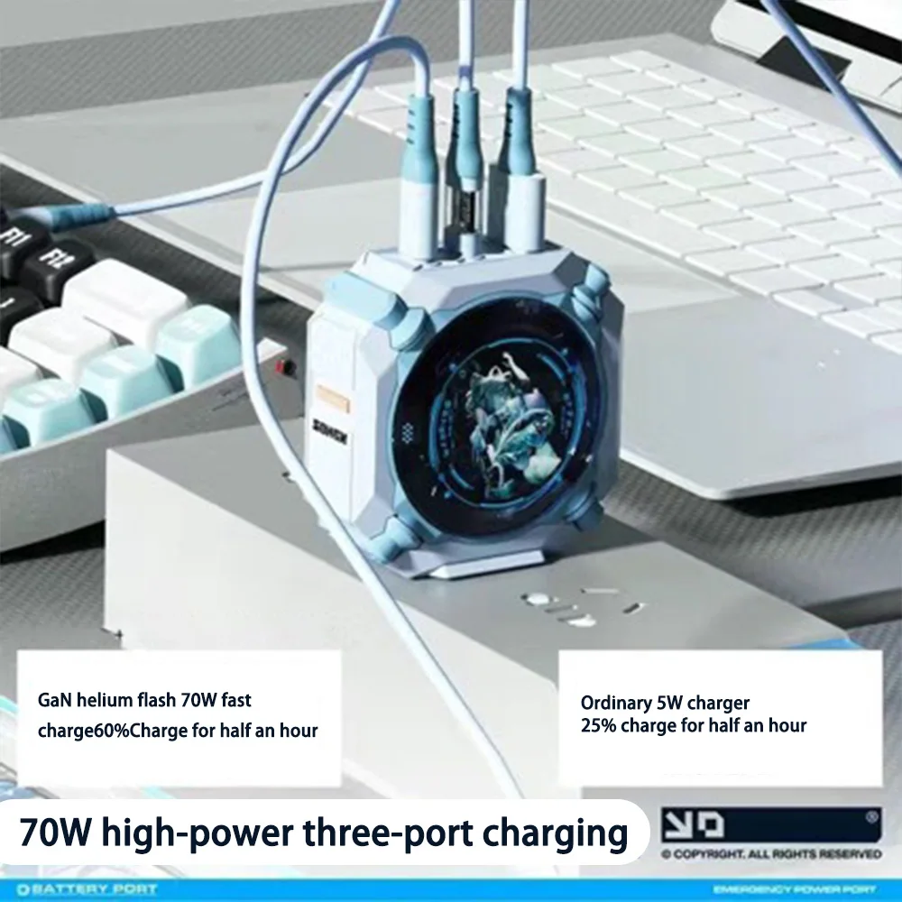 Lotianyi 70W gallium nitride fast charging head star ring light surround multi-port charging set