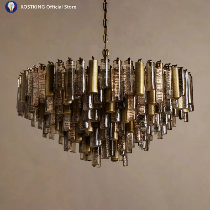 

Круглая люстра с бронзовым основанием и прозрачными стеклянными плафонами, подвесной светильник для гостиной, столовой, кухни