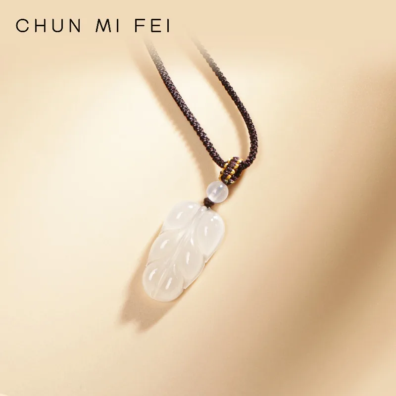 

Роскошное ожерелье с подвеской из натурального халцедона, нефритовое ожерелье для женщин и мужчин, нефритовый кулон, амулет на удачу, ювелирные изделия