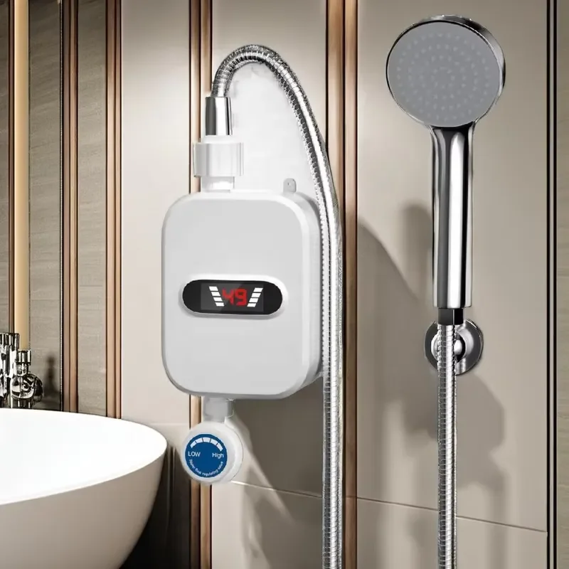3s急速加熱式3500wミニ電気温水器。ホテル用小型プラスチック製瞬間式温水器。一定温度を保つ。
