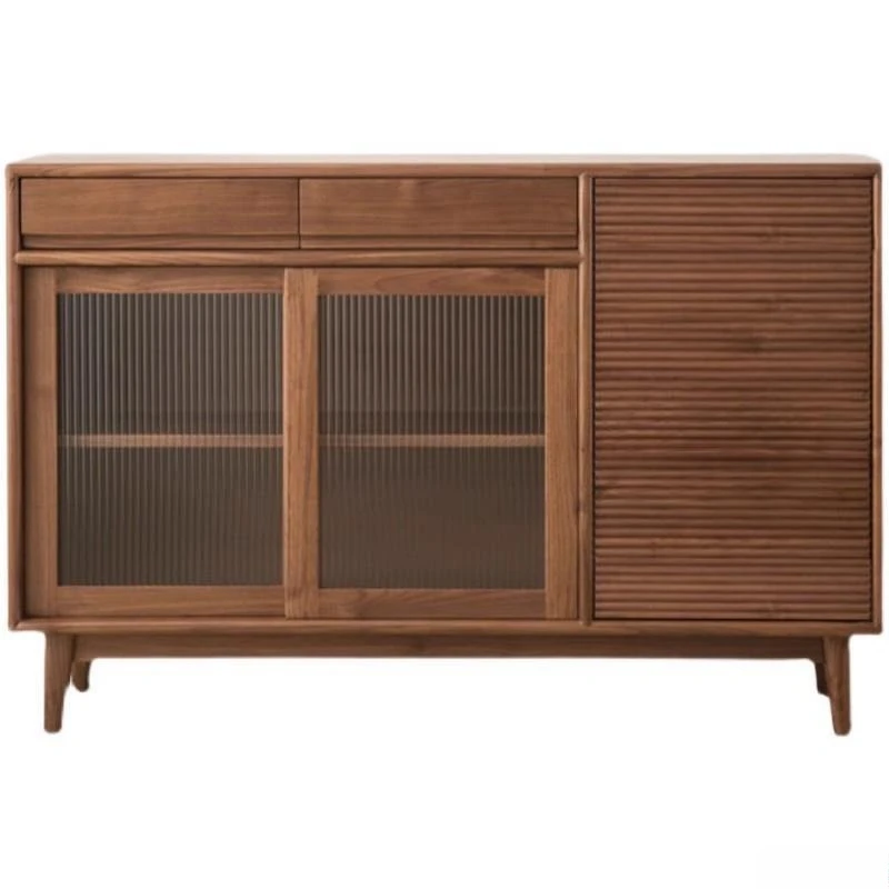 

Боковой шкаф из черного ореха в скандинавском стиле, китайский винный шкаф из цельного дерева, японское стекло для хранения в гостиной