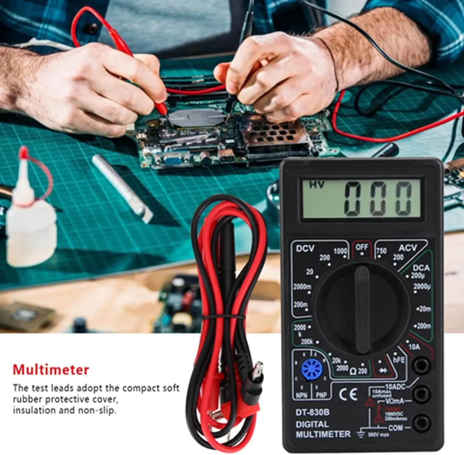 デジタルマルチメーター、DT-830B 多機能ポータブルLCDデジタルマルチメーター アンプボルトオームテスター 電圧計 オームメーター 車用メーター