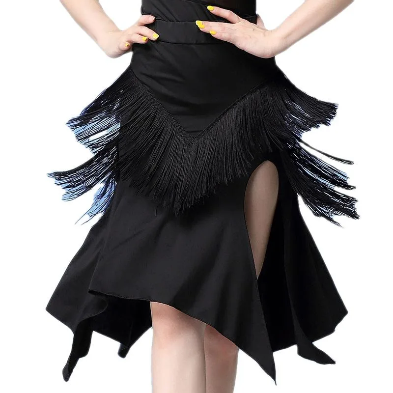 Latin Dance Costume Half Skirt Women Oriental Dance Practice Training Skirt Lady Stages Performances Clothes  Irregular Fringe