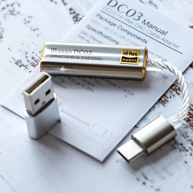 Adaptador amplificador de auriculares tipo C a 3,5mm para iBasso DC03 USB DAC para Android PC adaptador de Cable HiRes de alta fidelidad