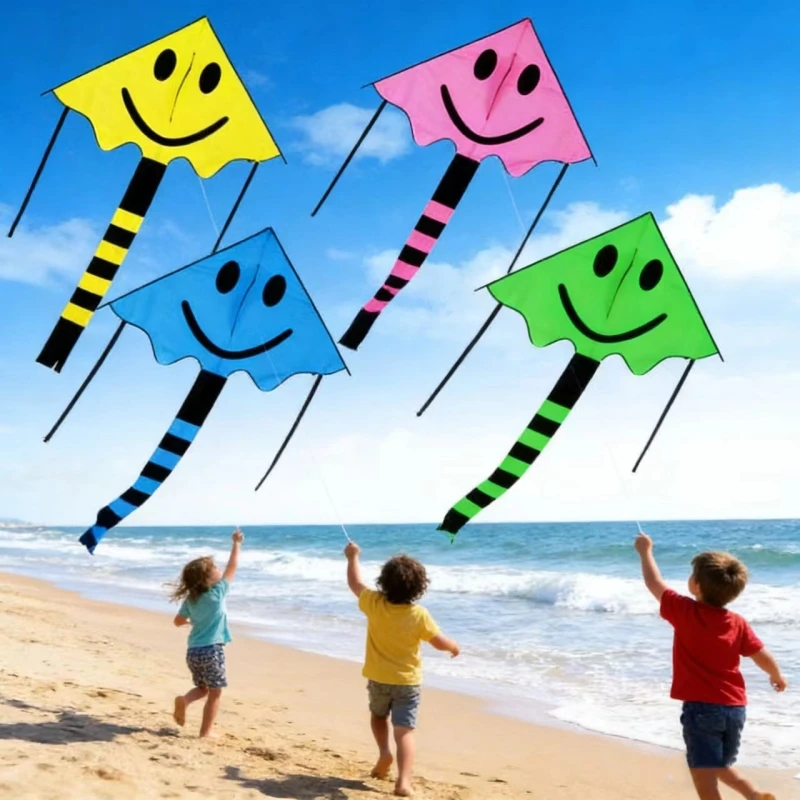 

Smiling kites nylon flying children kites reel toys outdoor ripstop fabric kite wing Line winding jouer paraglider linha de pipa