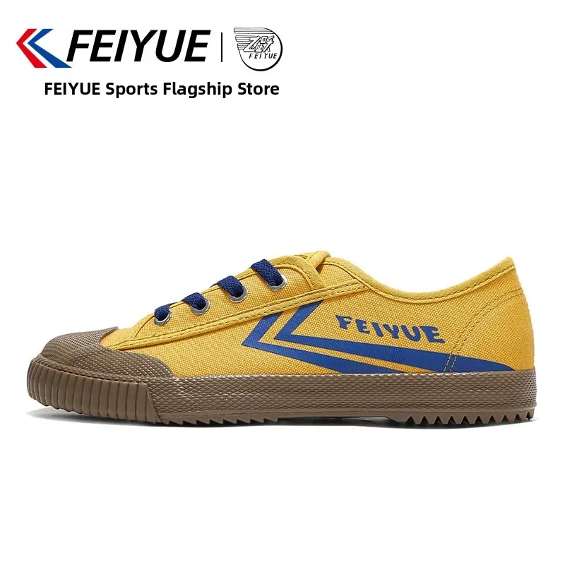 

Женские низкие кеды Feiyue из желтого холста, легкие, дышащие, в стиле ретро, повседневные, с водонепроницаемой платформой