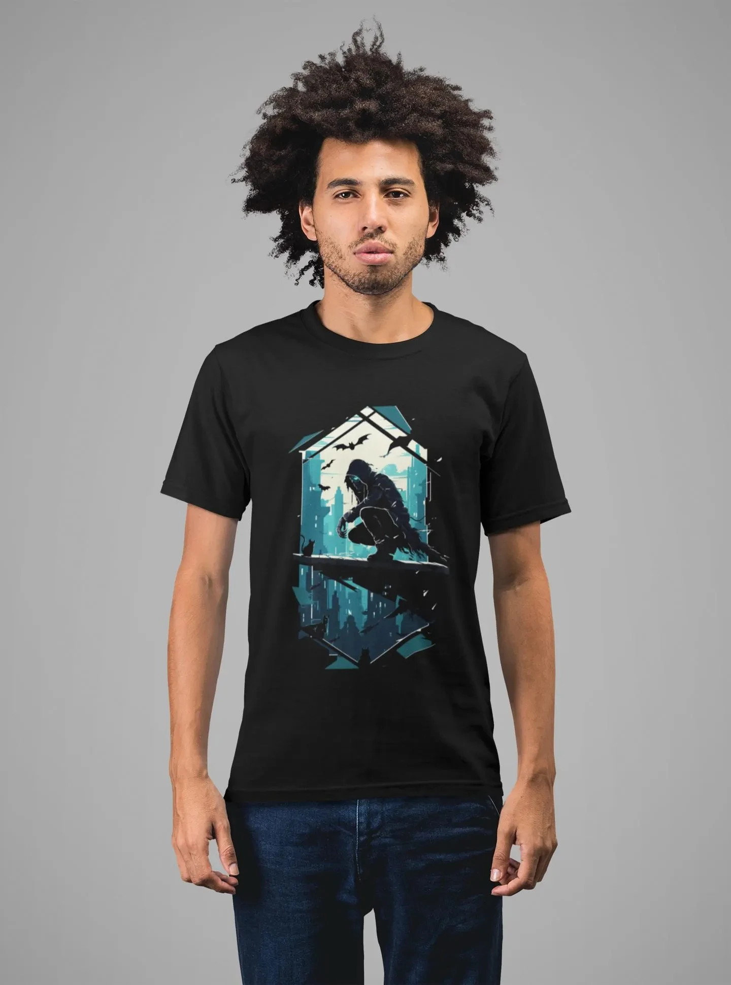 الحضرية ريبر المحملة البط البري نوير الجبهة طباعة للجنسين الجرافيك تي شيرت ريترو الشارع الشهير عالية الجودة طاقم الرقبة قصيرة الأكمام الرجال تي شيرت #4