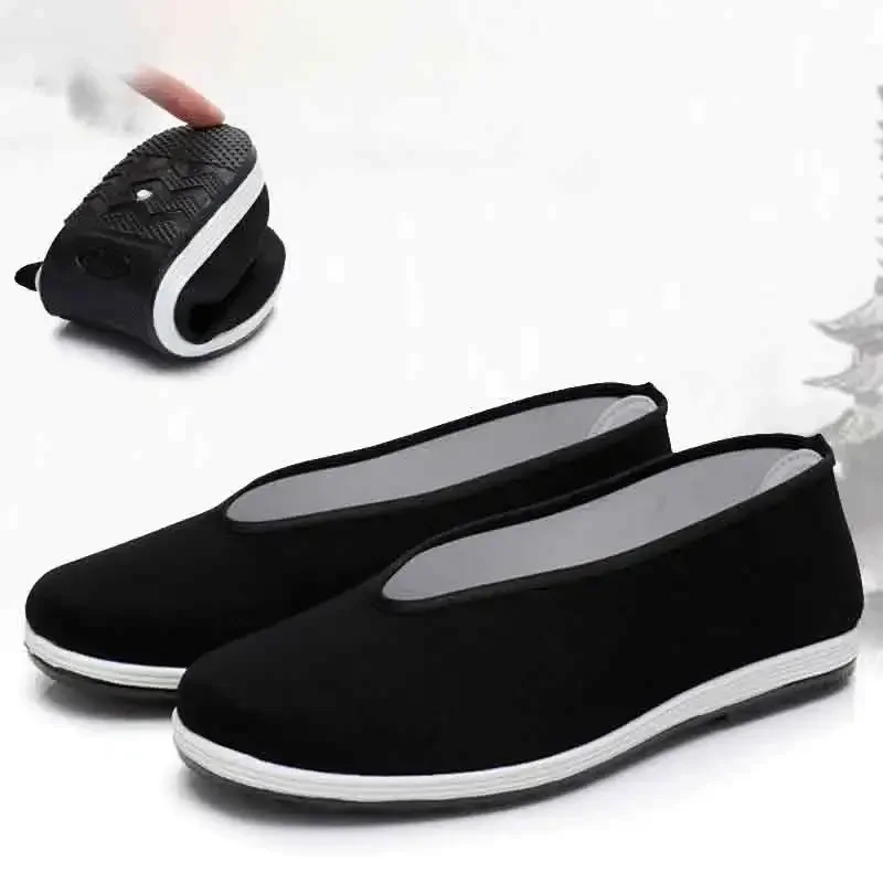 New Chinese Traditional Martial Arts Shoes Men Kung Fu Wing Chun Tai-Chi Wushu Black Cloth Old Beijing Casual Shoes Sport Sneake