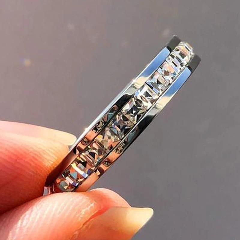 

Boho Female Crystal CZ Stone Ring Vintage Stainless Steel Women Wedding Rings Fashion Promise Gold Color Engagement Ring Jewelry