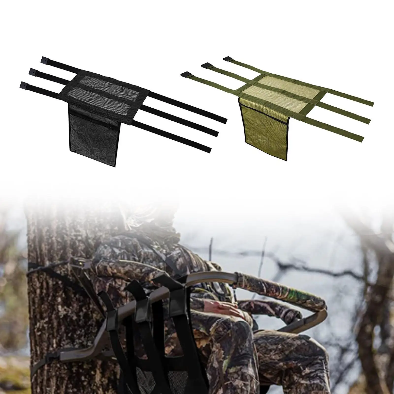 Universal Tree Stand Seat Replacement Adjustable Buckle Stable with Storage Bag Mesh Seat for Climbing Treestands Accessories