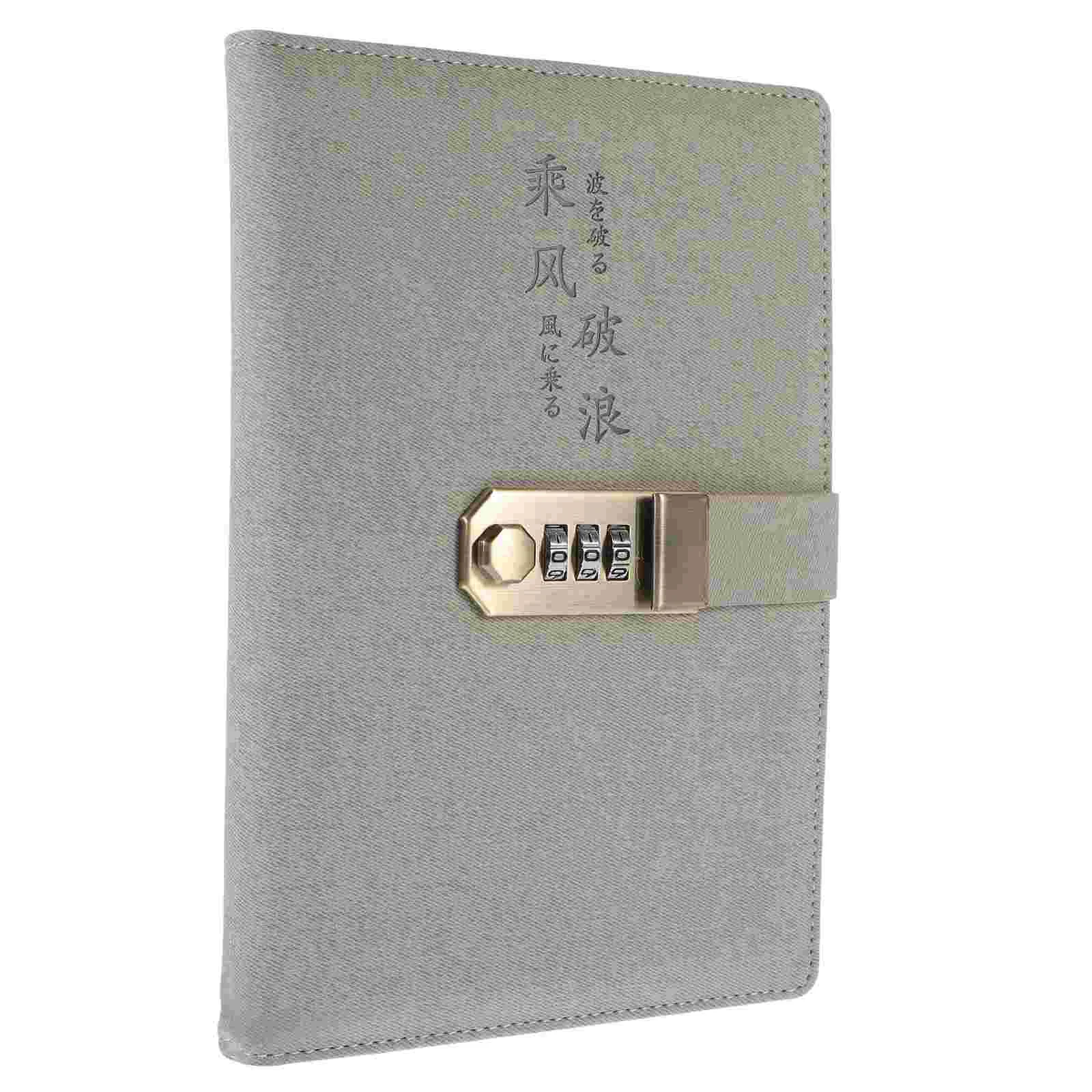 

Notebook Password Set Girls Diary with Lock for Journal Grey Scrapbook Travel Portable Office