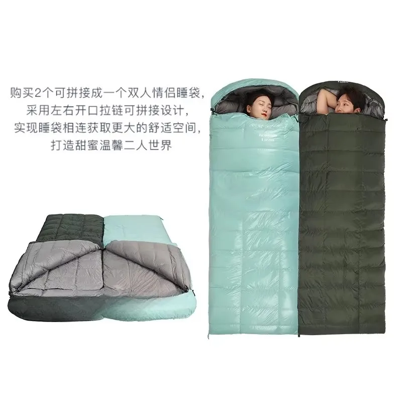 Outdoor Adult Warm Mountaineering Travel Envelope Checked Ultra Light Goose Down Sleeping Bag 4