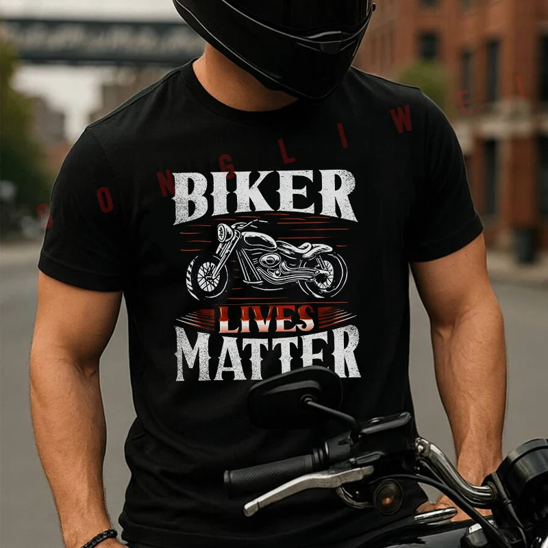 

Biker Lives Matter Motorcycle Rider Moto 100% Cotton T-Shirt Ultra Soft Round Neck Short Sleeve Tee For Men & Women
