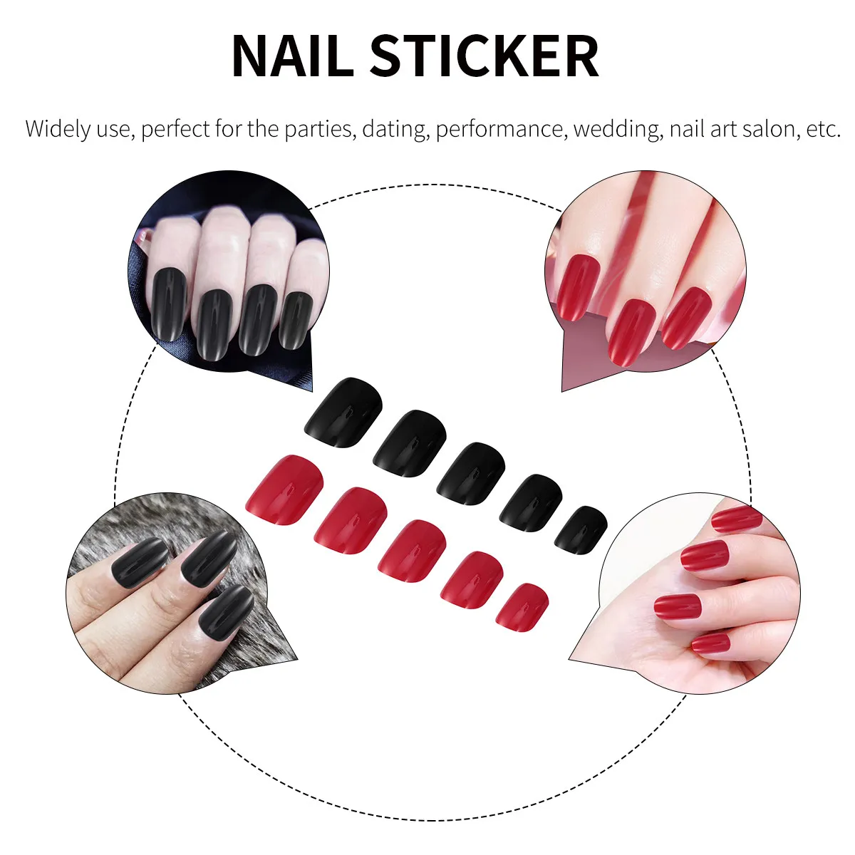 

24Pcs Fake Nail Tips Simple Fashionable False Nails for Wedding Prom Holiday Nail Art Stickers Removable Manicure Tools