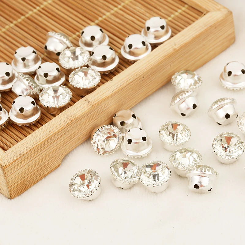 RESEN 6/8/10mm Sew On Round Rhinestone Gold/Sliver Flower Claw Glass Clear Crystal Rhinestone with Holes DIY Garment Accessories