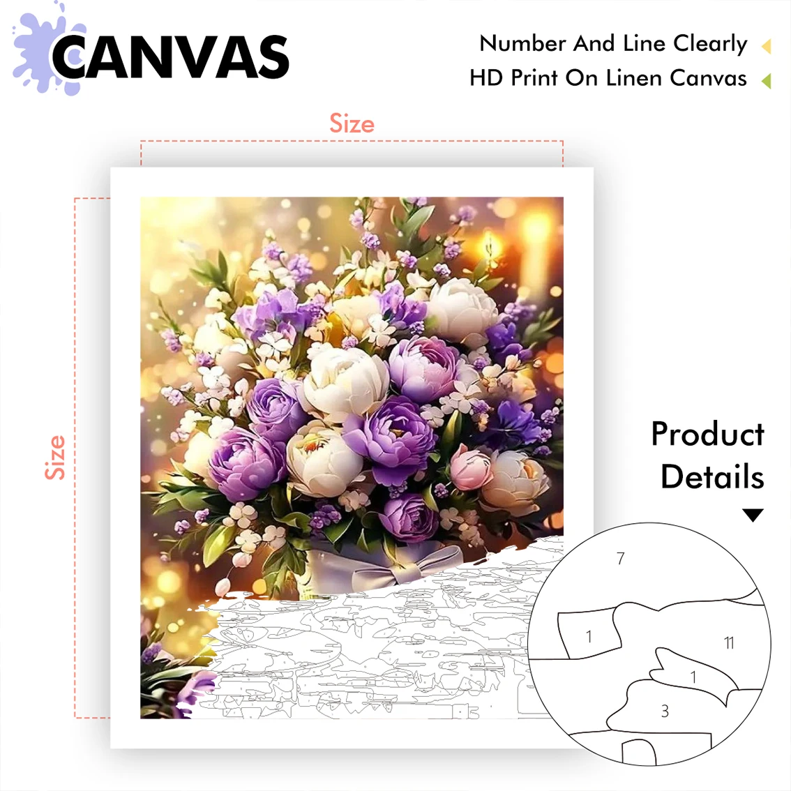 CHENISTORY Painting By Numbers Unframe Crafts Supplies Adults Diy Crafts Flowers Oil Canvas Wall Art Color Markers For Handiwork