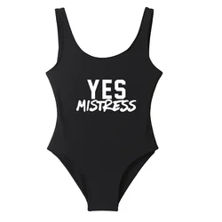 YES MISTRESS Summer Swimsuit Women's Funny One Piece Sexy Bodysuit Swimwear Backless Mayo Monokini Cute Badpak Bathing Suit