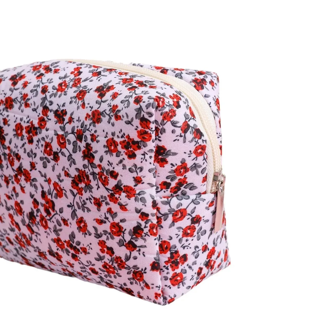 Storage Organizer Floral Puffy Quilted Makeups Bags Flower Printed Cosmetic Pouch Large Travel Cosmetics Bag Makeup Accessory