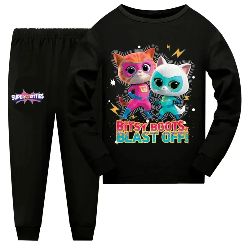 

2025 Halloween Cosplay Kids SuperKitties Pajamas Set Girl Anime Super Kitties Cosplay Home Clothing Long Sleeve Children Sleepwe