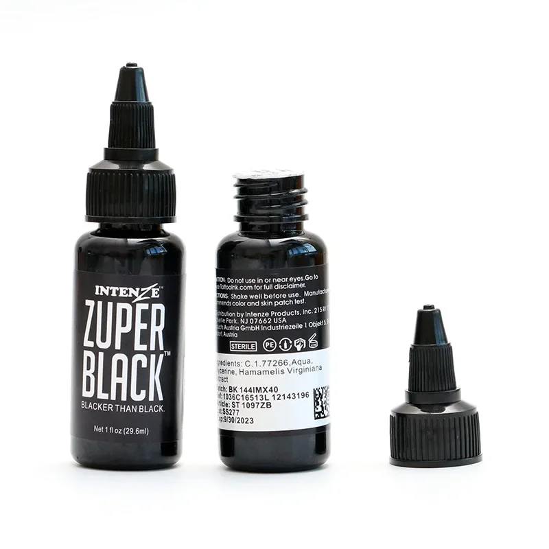 Zuper-Juego de tinta para Artista de tatuaje, tinta de tatuaje dinámica negra (360ML,120ML,60ML,30ML)