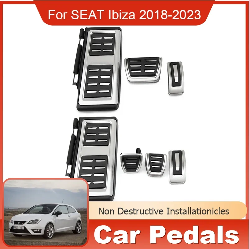 

for SEAT Ibiza Mk5 6F 2018~2024 2021 2022 2023 AT MT Car Pedals Stainless Steel Gas Brake Footrest Pedal Protection Accessories