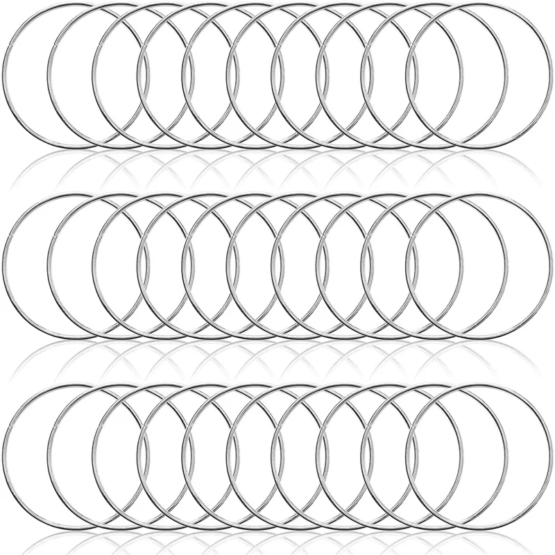 ABBO-Wreath-Hoop Rings 30 Pcs 3 Inch Metal Rings For Craft Silver Macrame Hoops Rings For DIY For Crafts Macrame Dream Catchers