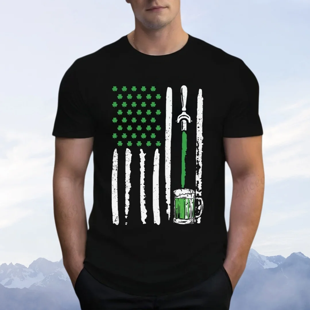 St. Patrick's Day Men's T-Shirt St. Patrick's Day Sports Shirt Beer Neutral Street Fashion Daily Casual Round Neck Top T-Shirt