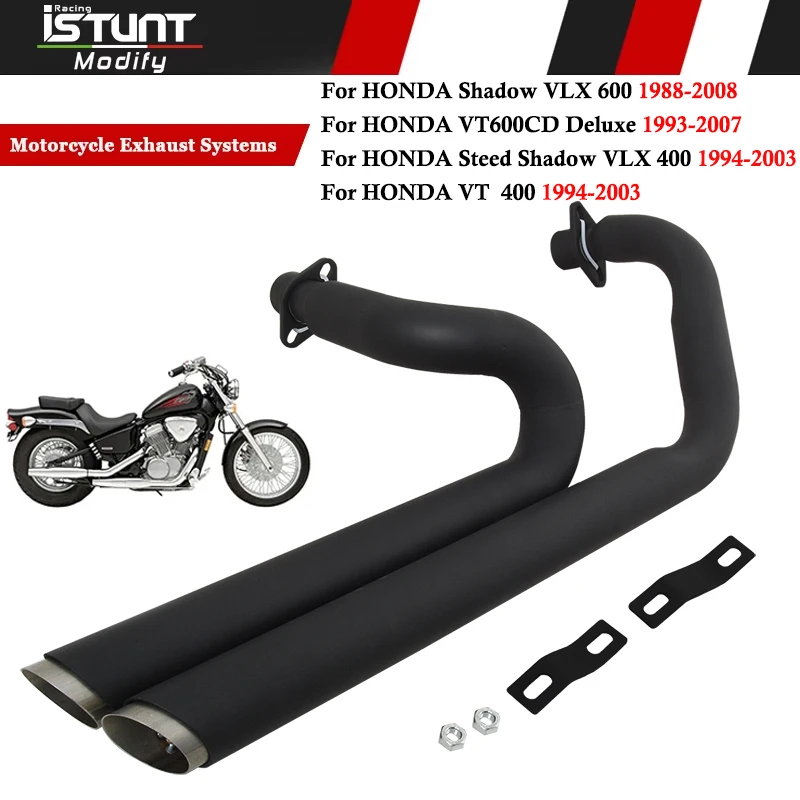 Motorcycle Exhaust Systems Tube For HONDA Shadow VLX 600 VT600C 1988-2008 VT600CD Deluxe 1993-2007 Steed Shadow VLX 400 VT 400