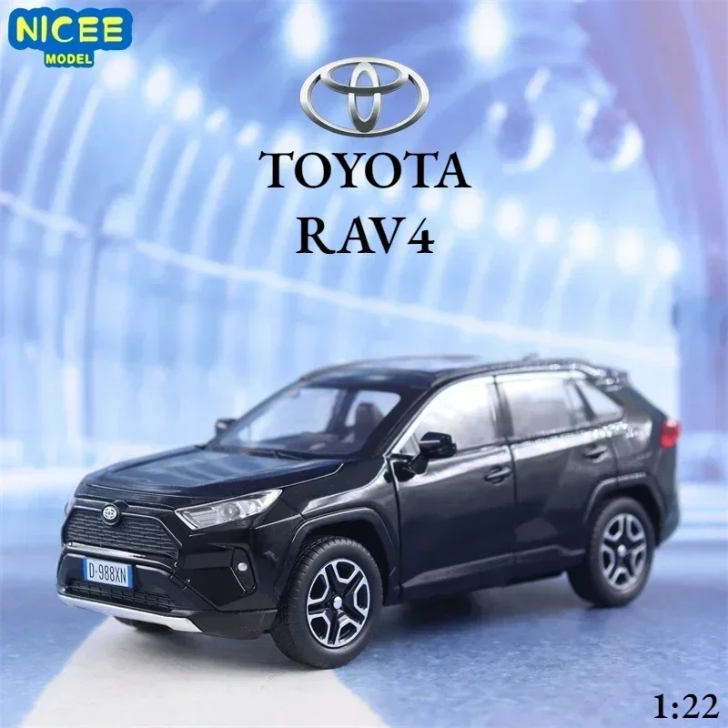 Toyota RAV4 Diecast Metal Alloy Model Car para crianças, alta simulação, som e luz, coleção Pull Back, presentes de brinquedo, F583, 1:22