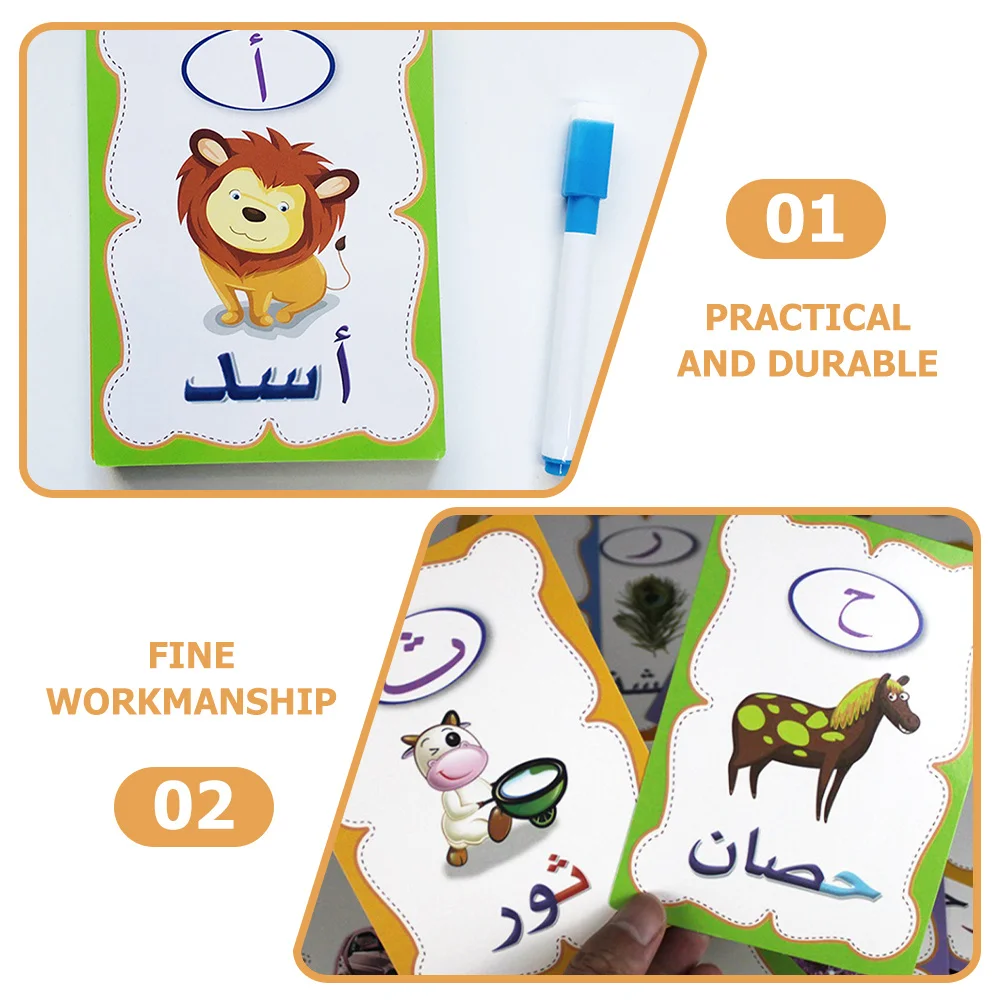 1Set Parole arabe Schede Flash Bambini Apprendimento educativo Sviluppo visivo cognitivo Schede Flash Gioco di parole arabe per la scuola materna