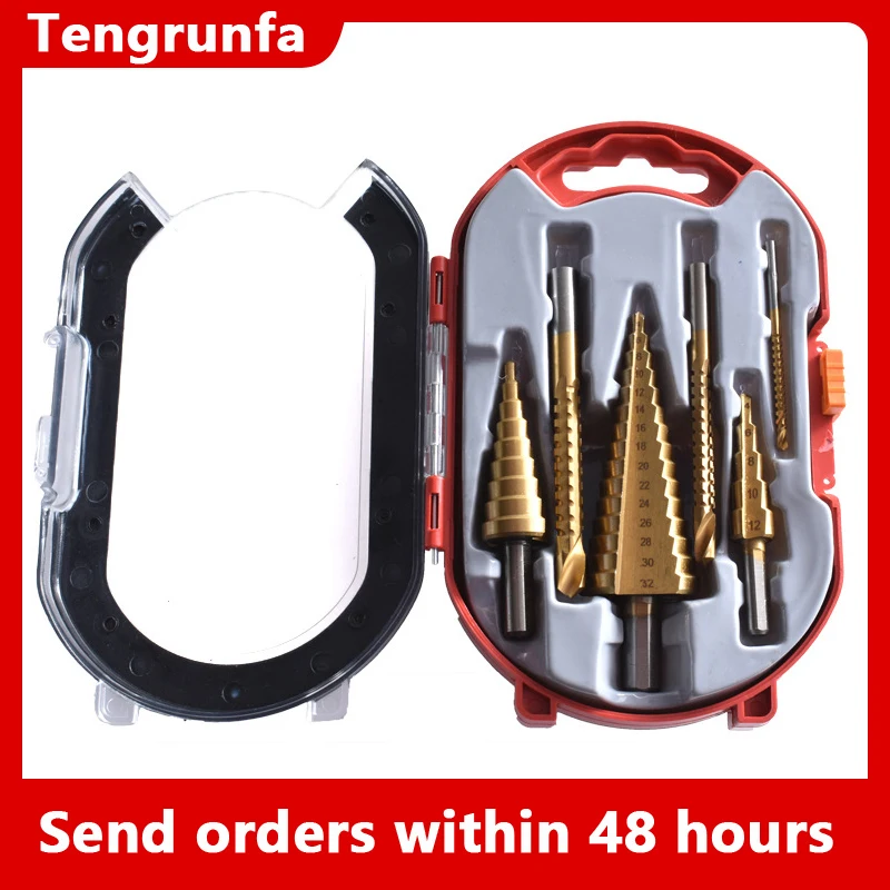 

Step Sawtooth Drill 6pcs Triangular Shank Titanium Plated Straight Slotted Slotted Pulled Slotted Pagoda Sawtooth Drill Set