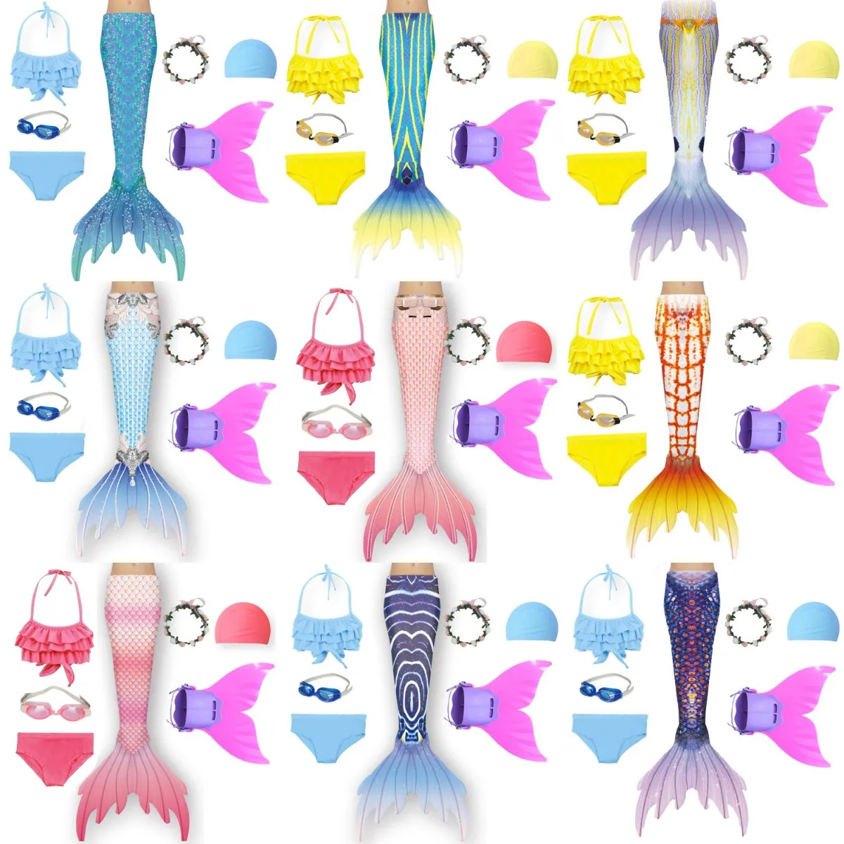 

2020 Summer Mermaid Swimsuit for Kids Girls Mermaid Tail Cosplay Pink Blue Children Mermaid Swimwear Swimmable Costumes