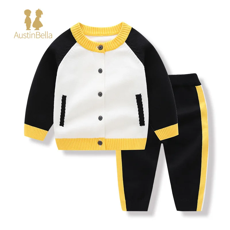 2Pcs Baby's Clothing Set Spring  Autumn Single Breasted Knitted Cardigan Sweater and Pants Set Baby Boys Clothes Outfit Suit