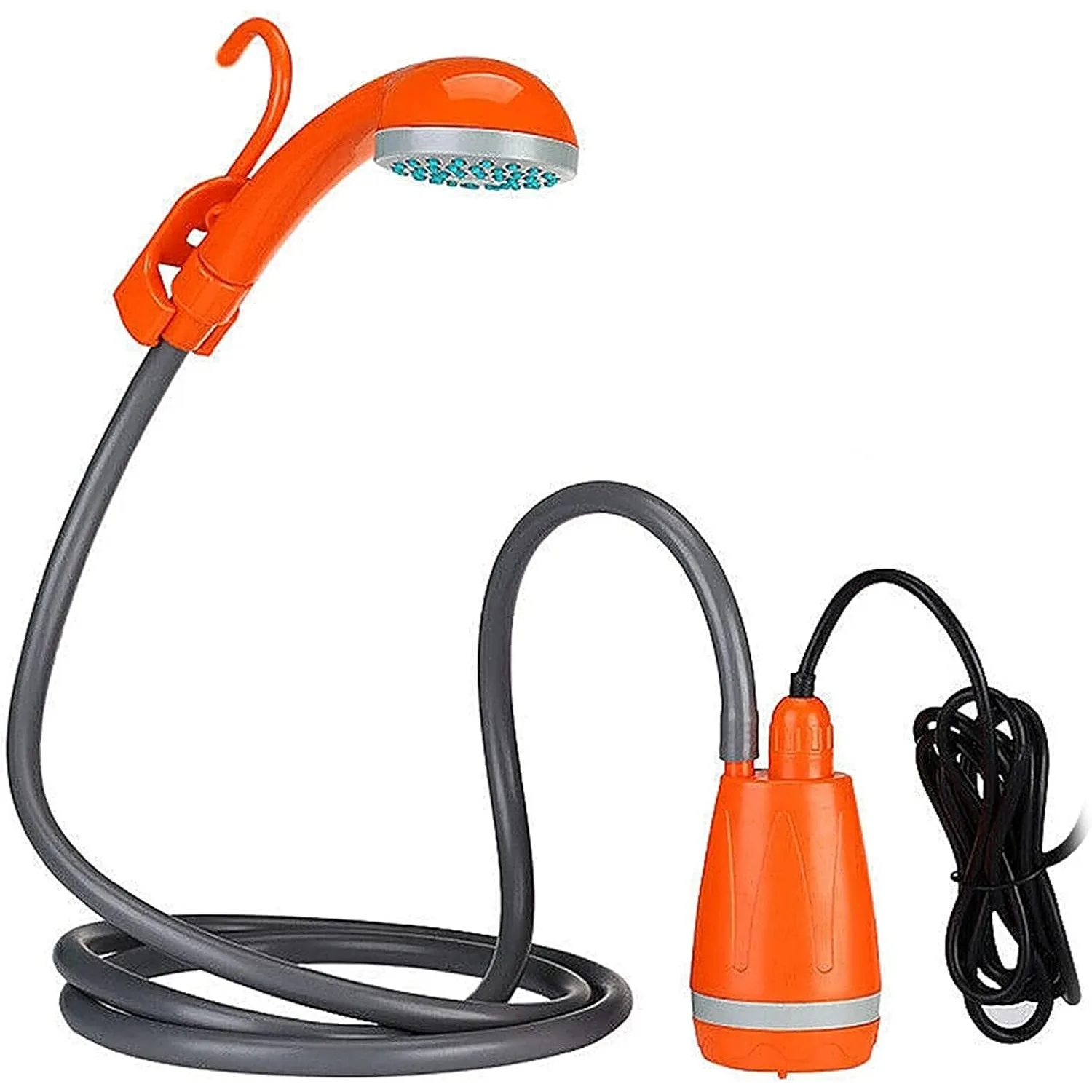 Ducha portátil para acampar, bomba de ducha de agua ajustable con gancho, ducha exterior con filtro, adecuada para acampar, limpieza de mascotas