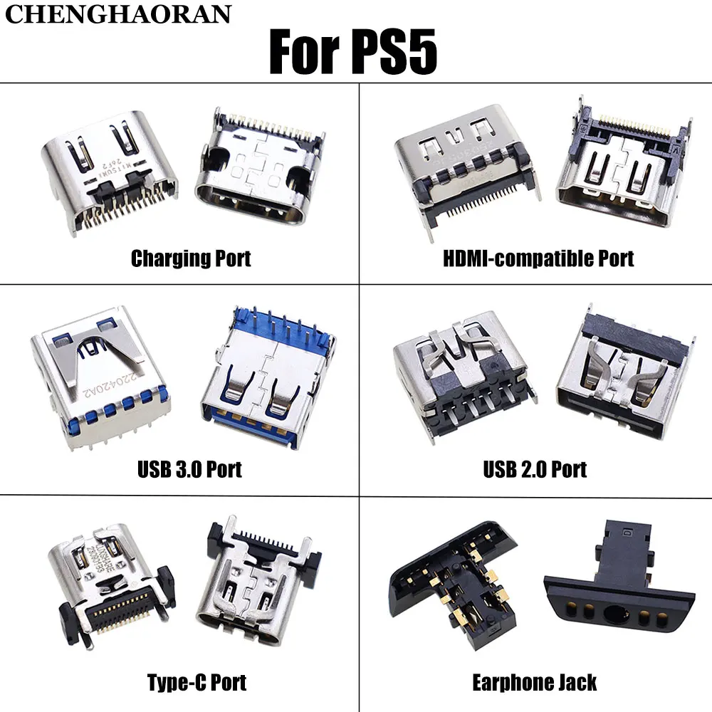 2PCS Ersatz HDMI-kompatibel Port Buchse Interface Stecker Für PS5 USB 2,0 3,0 Port Typ-C buchse Headset Eadphone Jack