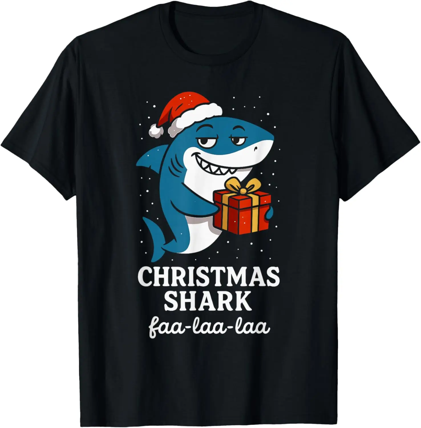 Christmas Shark Faa Laa Laa Funny Gift Graphic Tee Casual Cotton Crew Neck T-Sh…
