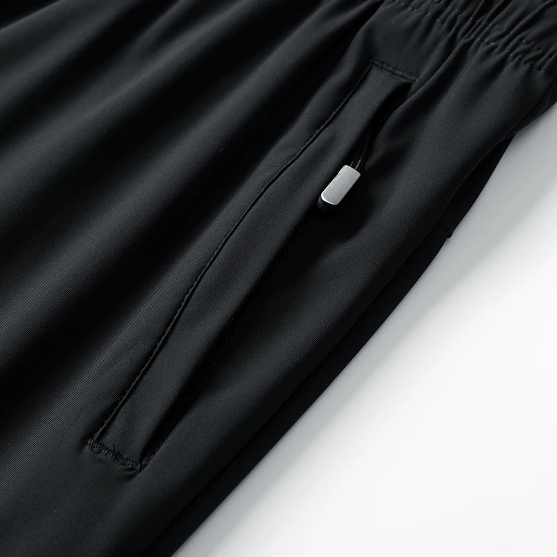 Men'S Versatile High Elasticity Casual Sports Pants New Summer Ice Silk Quick Drying Korean Trend Straight Leg 7-Point Trousers
