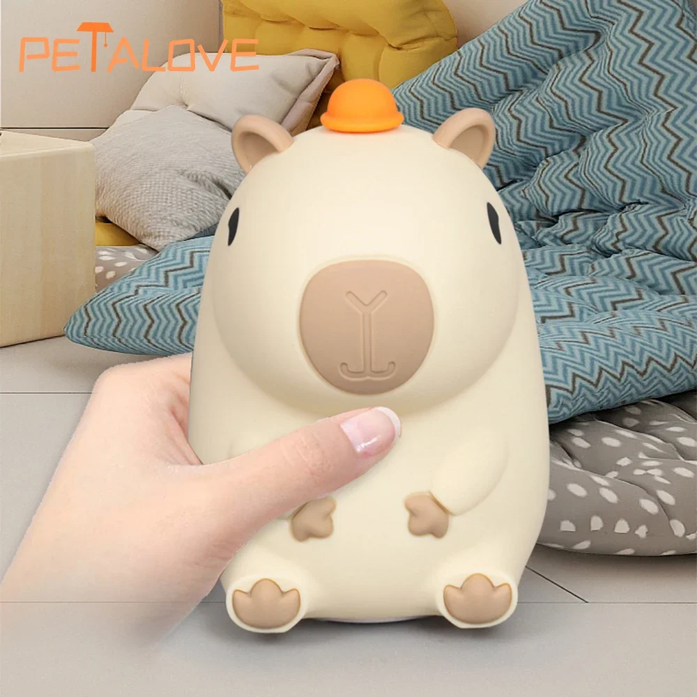 Capybapy Night Light Cute Animal Silicone Lamp Pat Control Light Adjustable Warm Light Christmas Gift for Kid Lovely Decor Messi