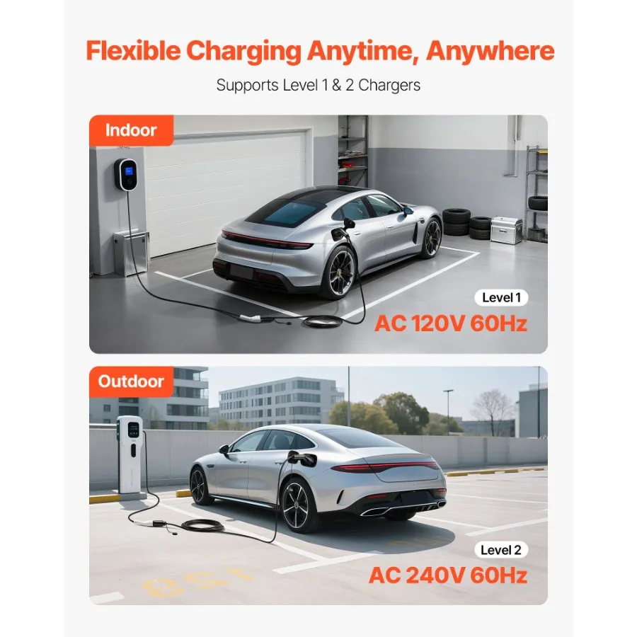 Przedłużacz do ładowarki EV 32A, 12m, złącze J1772, kompatybilny z ładowarkami pojazdów elektrycznych 120V/240V, poziom SAE J1772