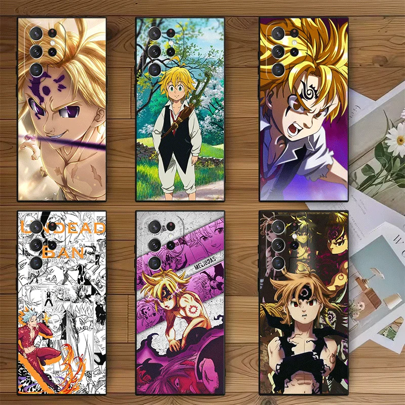 Seven D-Deadlys Sins Meliodas Soft Phone Case for Samsung Galaxy S23 S24 S25 S26 Ultra S22 Plus S21 FE S20 + S25 Edge Black Cove