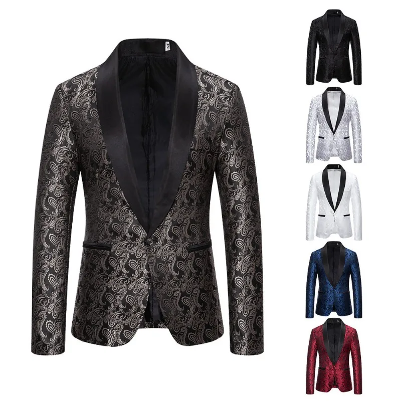 European and American Men's Autumn and Winter Colors, Large Body Sunflower Fashion Design, Formal Men's Lapel Suit Jacket