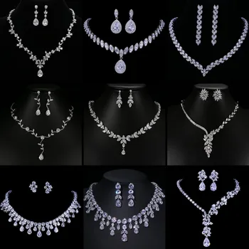 JMK Elegant Bridal Jewelry Sets Hot Sale AAA Zircon Women Bridesmaid Wedding Jewelry Sets Valentine's Day Party Gift Dropship