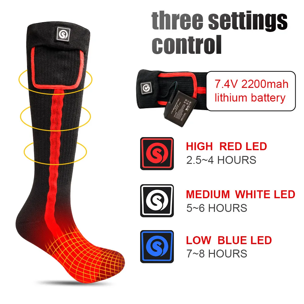 

Savior Heated Socks Man Winter Rechargeable Outdoor Sport Thermal Heated Foot Warmer Ski Sports Heated Socks Warm Snowmobile Ski