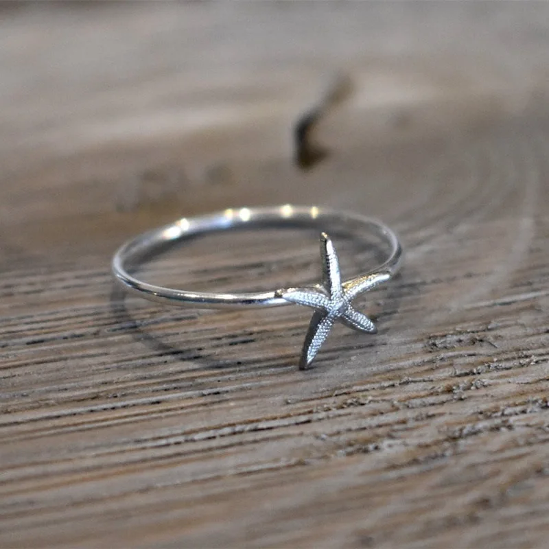 Modian Minimalist Starfish Ring Personalized Creative Index Finger Ring Banquet Jewelry Birthday Gift