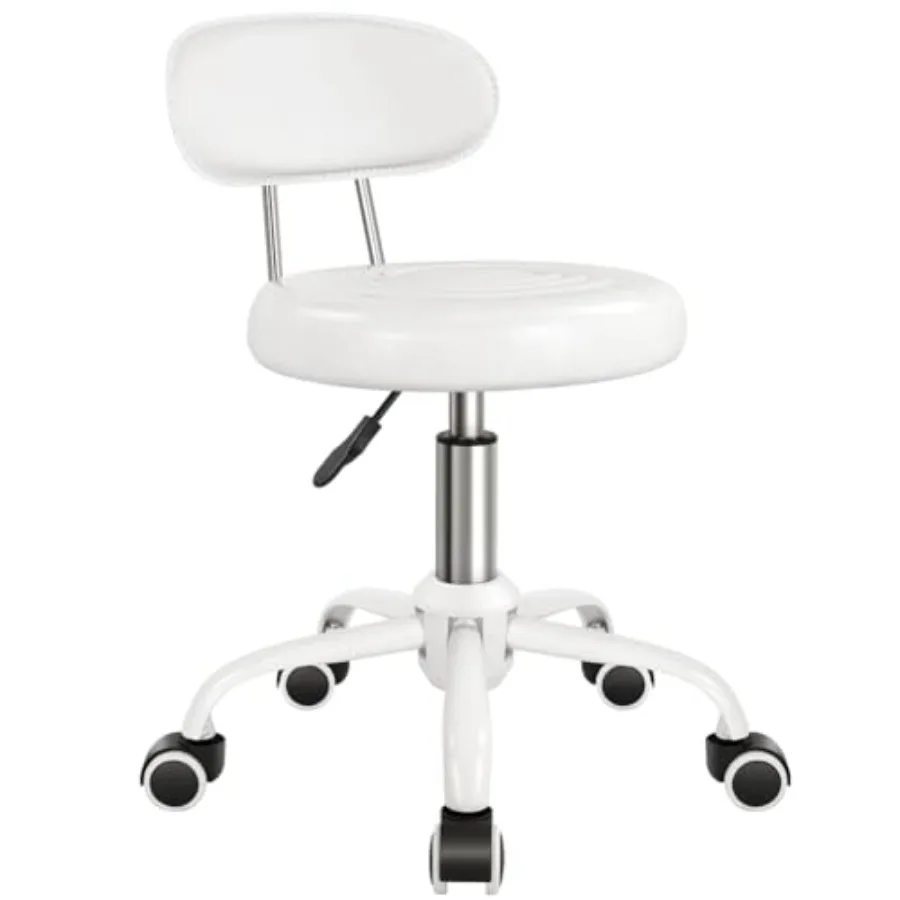 

Rolling Stool with Wheels Swivel Stool with Back Height Adjustable Chair PU Leather Rolling Chair Ideal for SPA Salon Home Offi